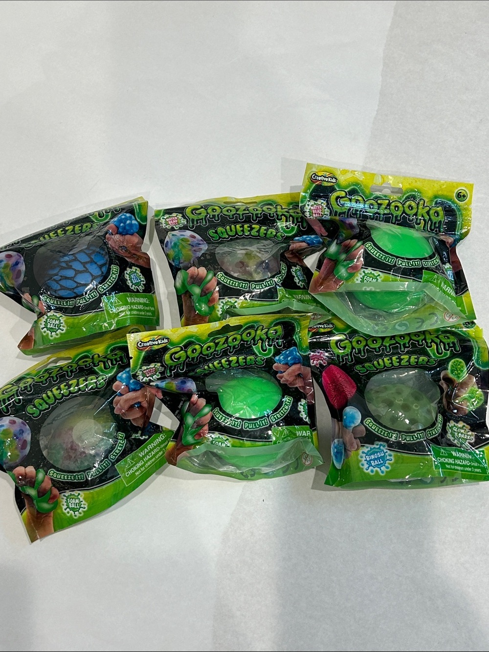 Goozooka Squeezers sensory squish Toy bundle of 6 balls new stress balls kids